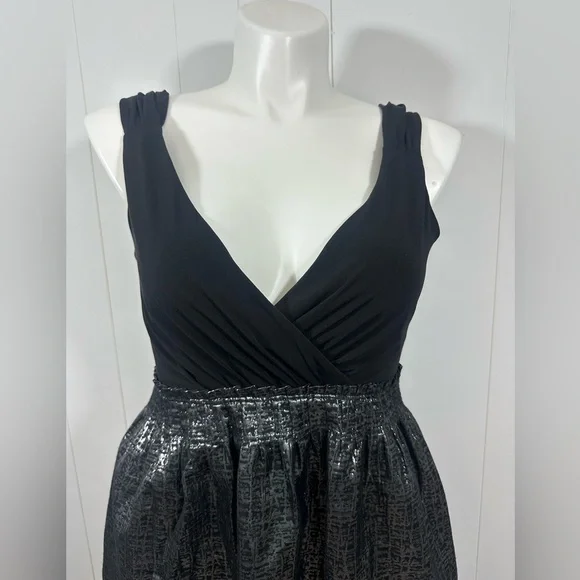Max and Cleo black Silver Sleeveless V Neck Party Dress Sz 14 Cocktail - Picture 2 of 12